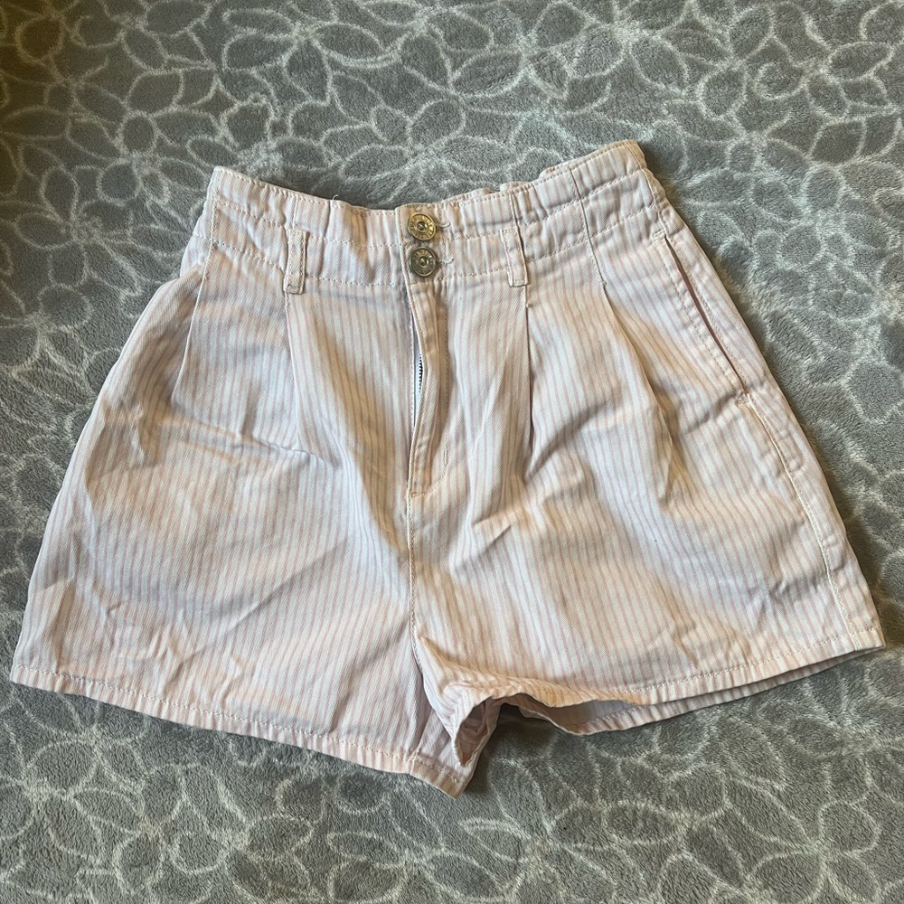 Urban Outfitters pink and white striped shorts